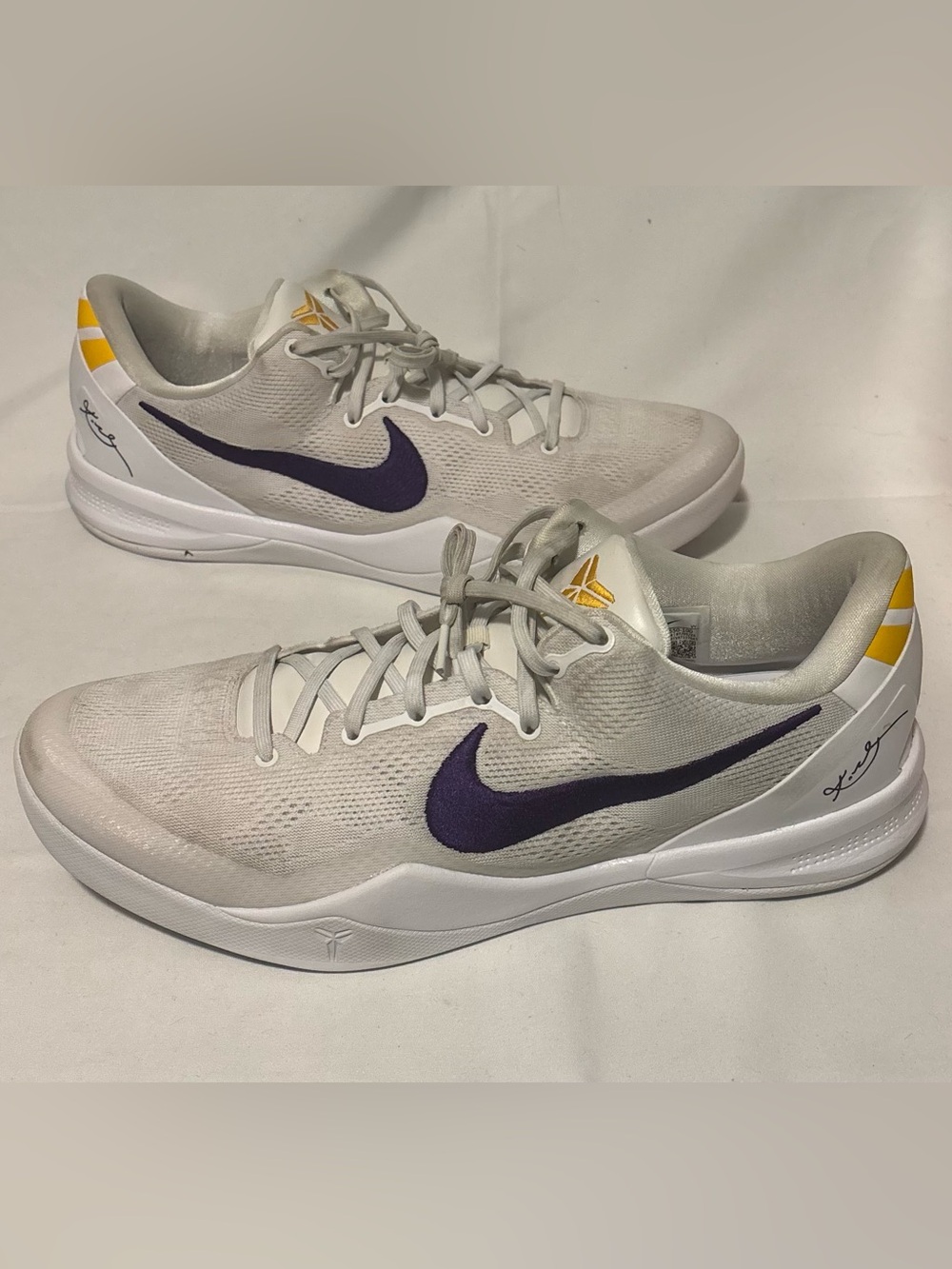 Nike Kobe 8 Protro Lakers Home White Court Purple HF9550-100 Men's Size 15